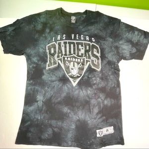 NFL Las Vegas Raiders Black Tie Dye Mens Small Size Graphic Football Tee Shirt